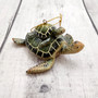 Green Mother Baby Sea Turtle Christmas Ornament Resin (1 turtle approx. 3.5+ inches) Green Resin Sea Turtle Pair Figure for holiday décor! Copyright 2025 SeaShellSupply.com.