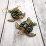Green Mother Baby Sea Turtle Christmas Ornament Resin (1 turtle approx. 3.5+ inches) Green Resin Sea Turtle Pair Figure for holiday décor! Copyright 2025 SeaShellSupply.com.