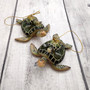 Green Mother Baby Sea Turtle Christmas Ornament Resin (1 turtle approx. 3.5+ inches) Green Resin Sea Turtle Pair Figure for holiday décor!