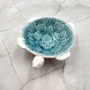 Sea Turtle Light Blue White Bowl (1 dish approx. 5.5+ inches) Blue White Sea Turtle Ceramic Dish for gifting jewelry trinkets & candy! Copyright 2025 SeaShellSupply.com.