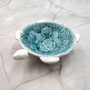 Sea Turtle Light Blue White Bowl (1 dish approx. 5.5+ inches) Blue White Sea Turtle Ceramic Dish for gifting jewelry trinkets & candy! Copyright 2025 SeaShellSupply.com.
