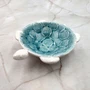 Sea Turtle Light Blue White Bowl (1 dish approx. 5.5+ inches) Blue White Sea Turtle Ceramic Dish for gifting jewelry trinkets & candy!