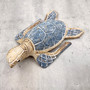 Large Blue Sea Turtle Painted Wood (1 sea turtle approx. 10+ inches) Dark Blue Painted Wooden Sea Turtle Figure for home décor & display!