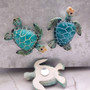 Teal Blue Sea Turtle Resin Fridge Magnet (1 turtle approx. 3+ inches) Aqua Teal Blue Resin Sea Turtle Magnet Gift for fridges & cabinets!