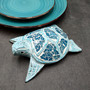 Blue Wood Sea Turtle Sea Glass Shell Figurine (1 figure approx. 6+ inches long) Mosaic Sea Glass Shell Wood Sea Turtle for home decor! Copyright 2025 SeaShellSupply.com