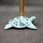 Blue Wood Sea Turtle Sea Glass Shell Figurine (1 figure approx. 6+ inches long) Mosaic Sea Glass Shell Wood Sea Turtle for home decor! Copyright 2025 SeaShellSupply.com