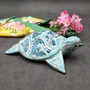 Blue Wood Sea Turtle Sea Glass Shell Figurine (1 figure approx. 6+ inches long) Mosaic Sea Glass Shell Wood Sea Turtle for home decor! Copyright 2025 SeaShellSupply.com
