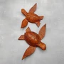Carved Wooden Sea Turtle Brown (1 turtle approx. 3.5+ inch wide) Wood Sea Turtle Figure for coastal beach home display & decoration!