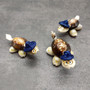 Cowrie Shell Sea Turtle Figurines Dark Blue Hat (3 figures approx. 2+ inches) Cute Cowrie Seashell Sea Turtles for gifts decor & display!