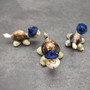 Cowrie Shell Sea Turtle Figurines Dark Blue Hat (3 figures approx. 2+ inches) Cute Cowrie Seashell Sea Turtles for gifts decor & display!