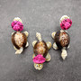 Cowrie Shell Sea Turtle Figurines Pink Hat (3 figures approx. 2+ inches) Cute Cowrie Seashell Sea Turtles for gifts decor & display!