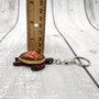 Orange Hibiscus Painted Wooden Sea Turtle Keychain (1 keychain approx. 4.25+ inches) Wooden Sea Turtle Key Fob for gifting or party favors! Copyright 2025 SeaShellSupply.com.