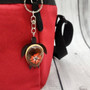 Orange Hibiscus Painted Wooden Sea Turtle Keychain (1 keychain approx. 4.25+ inches) Wooden Sea Turtle Key Fob for gifting or party favors! Copyright 2025 SeaShellSupply.com.
