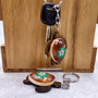 Green Hibiscus Painted Wooden Sea Turtle Keychain (1 keychain approx. 4.25+ inches) Wooden Sea Turtle Key Fob for gifting or party favors! Copyright 2025 SeaShellSupply.com.