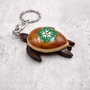 Green Hibiscus Painted Wooden Sea Turtle Keychain (1 keychain approx. 4.25+ inches) Wooden Sea Turtle Key Fob for gifting or party favors!