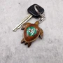 Green Hibiscus Painted Wooden Sea Turtle Keychain (1 keychain approx. 4.25+ inches) Wooden Sea Turtle Key Fob for gifting or party favors!
