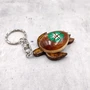 Green Hibiscus Painted Wooden Sea Turtle Keychain (1 keychain approx. 4.25+ inches) Wooden Sea Turtle Key Fob for gifting or party favors!