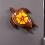 Wooden Sea Turtle Magnet Yellow Hibiscus Flower (1 magnet approx. 2+ inches) Wood Sea Turtle Magnet gift for fridges cabinets doors! Copyright 2025 SeaShellSupply.com.