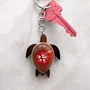 Red Hibiscus Painted Wooden Sea Turtle Keychain (1 keychain approx. 4.25+ inches) Wooden Sea Turtle Key Fob for gifting or party favors!