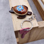Blue Hibiscus Painted Wooden Sea Turtle Keychain (1 keychain approx. 4.25+ inches) Wooden Sea Turtle Key Fob for gifting or party favors! Copyright 2025 SeaShellSupply.com.