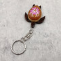 Pink Hibiscus Painted Wooden Sea Turtle Keychain (1 keychain approx. 4.25+ inches) Wooden Sea Turtle Key Fob for gifting or party favors! Copyright 2025 SeaShellSupply.com.