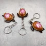 Pink Hibiscus Painted Wooden Sea Turtle Keychain (1 keychain approx. 4.25+ inches) Wooden Sea Turtle Key Fob for gifting or party favors!