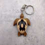 Stylized Woodburned Sea Turtle Keychain (1 keychain approx. 4+ inches) Burnt Wooden Sea Turtle Key Fob for gifting or decorative charm! Copyright 2025 SeaShellSupply.com.