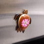 Wooden Sea Turtle Magnet Pink Hibiscus Flower (1 magnet approx. 2+ inches) Wood Sea Turtle Magnet gift for fridges cabinets doors!