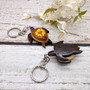 Yellow Hibiscus Painted Wooden Sea Turtle Keychain (1 key fob approx. 4.25+ inches) Wooden Sea Turtle Keychain for gifting or party favors! Copyright 2025 SeaShellSupply.com.