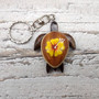 Yellow Hibiscus Painted Wooden Sea Turtle Keychain (1 key fob approx. 4.25+ inches) Wooden Sea Turtle Keychain for gifting or party favors! Copyright 2025 SeaShellSupply.com.