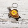 Yellow Hibiscus Painted Wooden Sea Turtle Keychain (1 key fob approx. 4.25+ inches) Wooden Sea Turtle Keychain for gifting or party favors!
