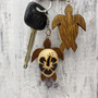 Natural Wood Hibiscus Sea Turtle Keychain (1 keychain approx. 4+ inches) Wooden Pattern Sea Turtle Key Fob for gifting or decorative charm! Copyright 2025 SeaShellSupply.com.