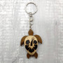 Natural Wood Hibiscus Sea Turtle Keychain (1 keychain approx. 4+ inches) Wooden Pattern Sea Turtle Key Fob for gifting or decorative charm! Copyright 2025 SeaShellSupply.com.