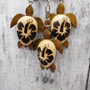 Natural Wood Hibiscus Sea Turtle Keychain (1 keychain approx. 4+ inches) Wooden Pattern Sea Turtle Key Fob for gifting or decorative charm! Copyright 2025 SeaShellSupply.com.
