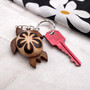 Natural Wood Plumeria Sea Turtle Keychain (1 key chain approx. 4+ inches) Wooden Pattern Sea Turtle Key Fob for gifting or decorative charm! Copyright 2025 SeaShellSupply.com.