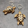 Natural Wood PIneapple Sea Turtle Keychain (1 key chain approx. 4+ inches) Wooden Pattern Sea Turtle Key Fob for gifts or decorative charm! Copyright 2025 SeaShellSupply.com.