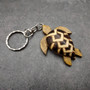 Natural Wood PIneapple Sea Turtle Keychain (1 key chain approx. 4+ inches) Wooden Pattern Sea Turtle Key Fob for gifts or decorative charm! Copyright 2025 SeaShellSupply.com.