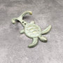 Cast Iron Sea Turtle Wall Hooks Green Gold Patina (1 metal hook approx. 4.75+ inches) Green Sea Turtle Double Wall Hook for coastal decor! Copyright 2025 SeaShellSupply.com.
