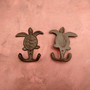 Cast Iron Sea Turtle Wall Hooks Brown Patina (1 metal hook approx. 4.75+ inches) Brown Sea Turtle Double Wall Hook for coastal decor! Copyright 2025 SeaShellSupply.com.