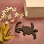 Cast Iron Sea Turtle Wall Hooks Brown Patina (1 metal hook approx. 4.75+ inches) Brown Sea Turtle Double Wall Hook for coastal decor! Copyright 2025 SeaShellSupply.com.