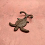Cast Iron Sea Turtle Wall Hooks Brown Patina (1 metal hook approx. 4.75+ inches) Brown Sea Turtle Double Wall Hook for coastal decor! Copyright 2025 SeaShellSupply.com.
