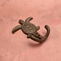Cast Iron Sea Turtle Wall Hooks Brown Patina (1 metal hook approx. 4.75+ inches) Brown Sea Turtle Double Wall Hook for coastal decor!