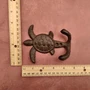 Cast Iron Sea Turtle Wall Hooks Brown Patina (1 metal hook approx. 4.75+ inches) Brown Sea Turtle Double Wall Hook for coastal decor!