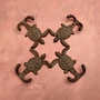 Cast Iron Sea Turtle Wall Hooks Brown Patina (1 metal hook approx. 4.75+ inches) Brown Sea Turtle Double Wall Hook for coastal decor!