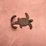 Cast Iron Sea Turtle Wall Hooks Brown Patina (1 metal hook approx. 4.75+ inches) Brown Sea Turtle Double Wall Hook for coastal decor!