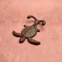 Cast Iron Sea Turtle Wall Hooks Brown Patina (1 metal hook approx. 4.75+ inches) Brown Sea Turtle Double Wall Hook for coastal decor!
