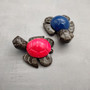 Painted Marble Stone Grey Sea Turtle (1 stone figure approx. 2+ inches) Carved Colorful Turtle Figurine for collecting & coastal home decor!