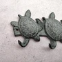 Sea Turtle Family Wall Hook Rack Cast Iron Green Patina (1 hook rack approx. 10 inches) Green Sea Turtle Hook Rack for coastal decor!