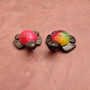 Painted Marble Stone Black Sea Turtles (set of 2 stone figures approx. 2+ inches) Carved Colorful Turtle Figurines for collecting & decor!  Copyright 2025 SeaShellSupply.com.