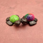 Painted Marble Stone Black Sea Turtles (set of 2 stone figures approx. 2+ inches) Carved Colorful Turtle Figurines for collecting & decor!  Copyright 2025 SeaShellSupply.com.